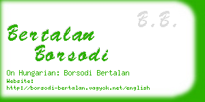 bertalan borsodi business card